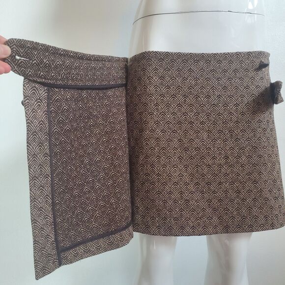 Vintage Y2K Trina Turk Brown Wool Low Rise Mini Skirt - Picture 7 of 13